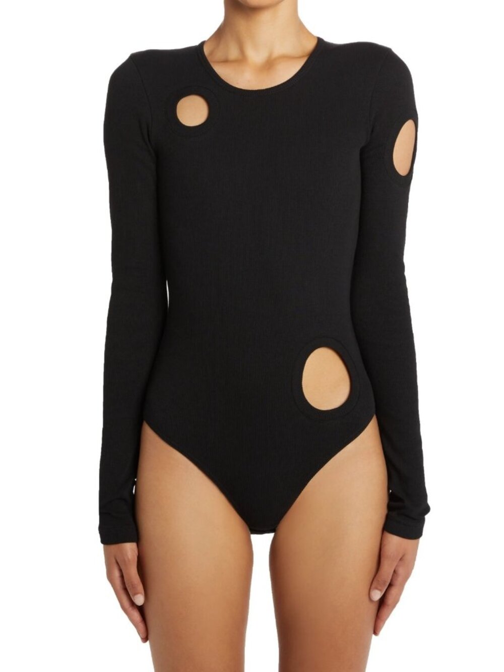 Off-White Meteor Women's Cutout Rib Long Sleeve Bodysuit Black Size 38 / US 2